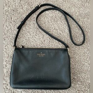 Kate Spade Black Pebbled Triple Gusset Crossbody Bag